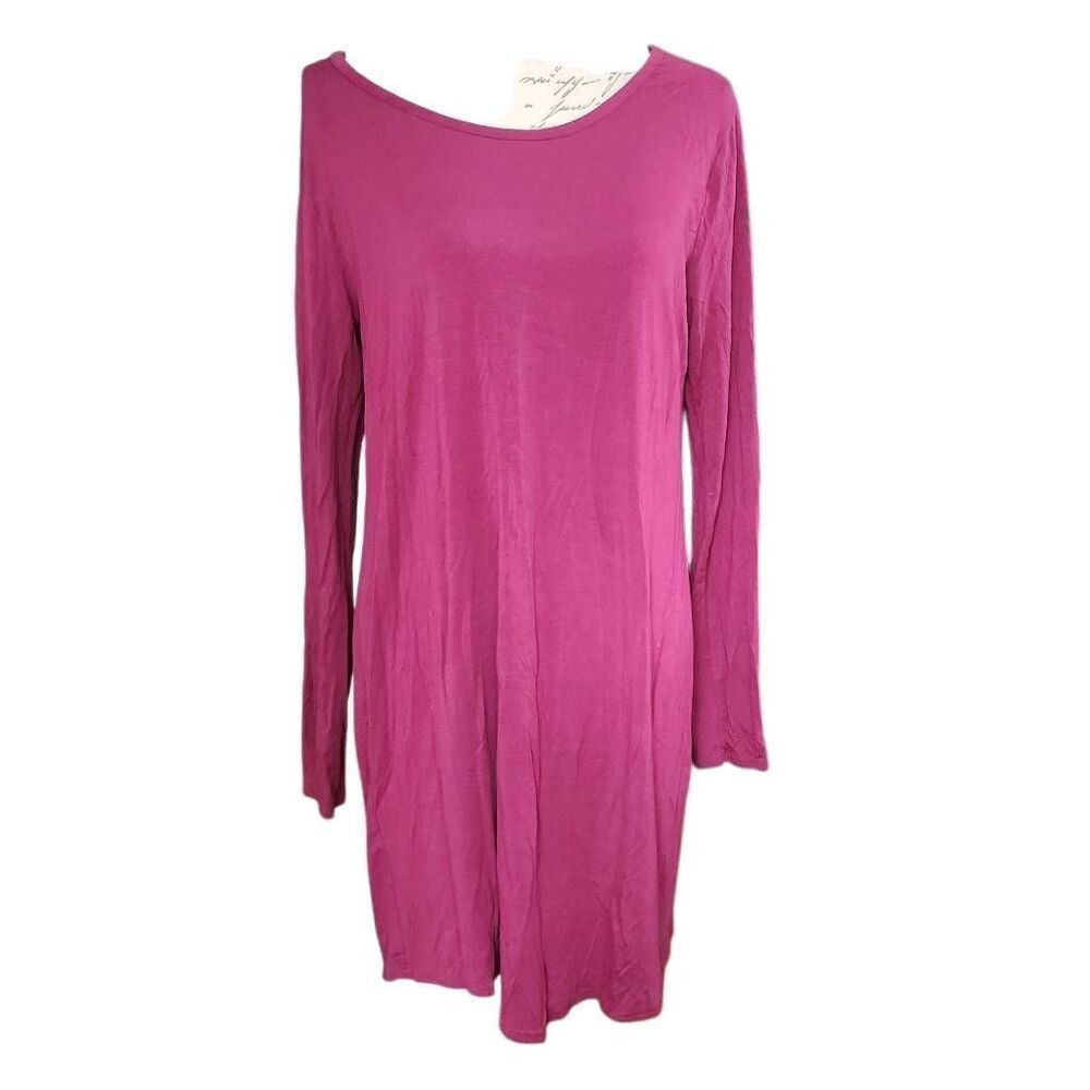 Gilligan & O'Malley Women's Size Large Burgundy Long Sleeve Crew Neck Dress